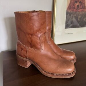 FRYE Short Tan Campus Boots